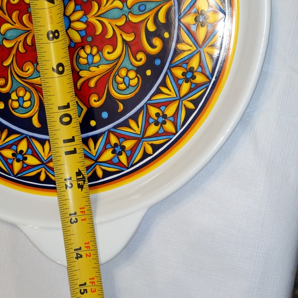 Floral Platter Italian Round Ceramic Serving Platter Handles Nova Deruta Large - Picture 4 of 8